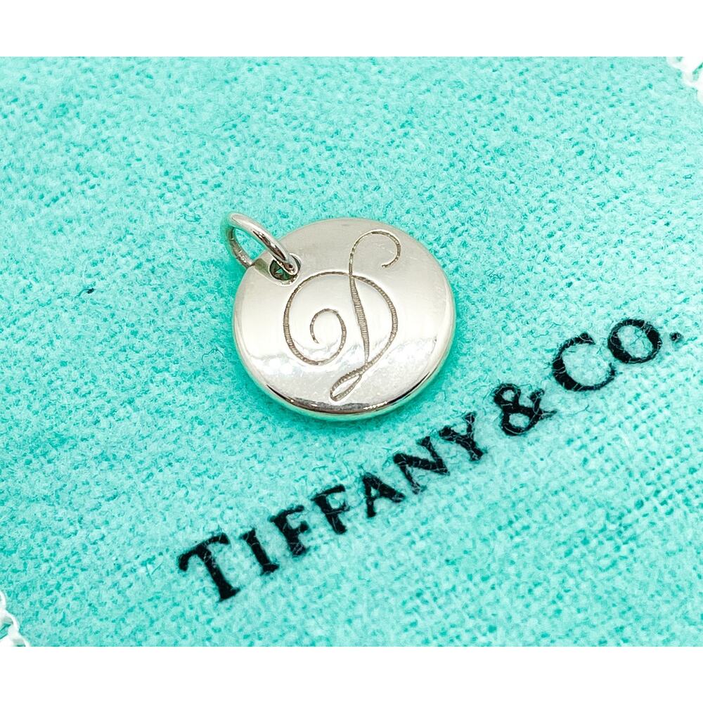 Tiffany & Co. Script Initial Letter D Disc Charm Sterling Silver Small - Picture 6 of 7